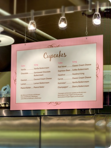 Wink Cupcakes Menu Board thumbnail.