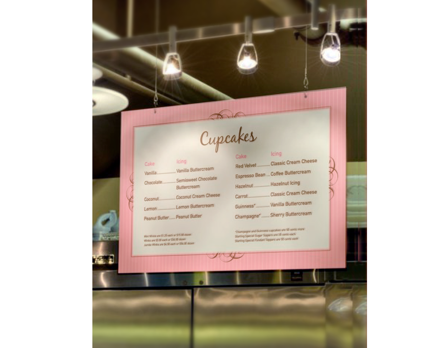 Wink Cupcakes Menu Board kit.